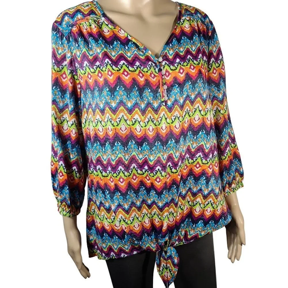 Westbound Colorful Long Sleeve  Blouse